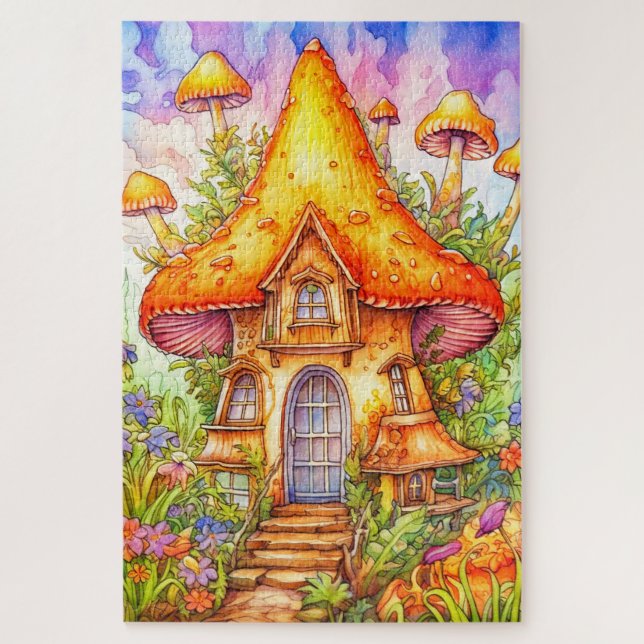 Majestic Mushroom House Illustration Jigsaw Puzzle (Vertical)