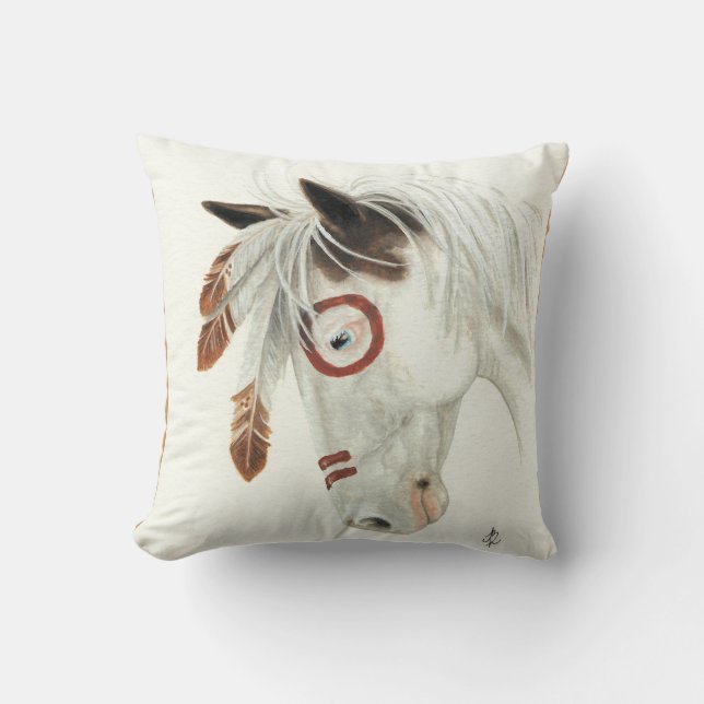 Majestic Mustang Horse by BiHrLe Pillow (Front)