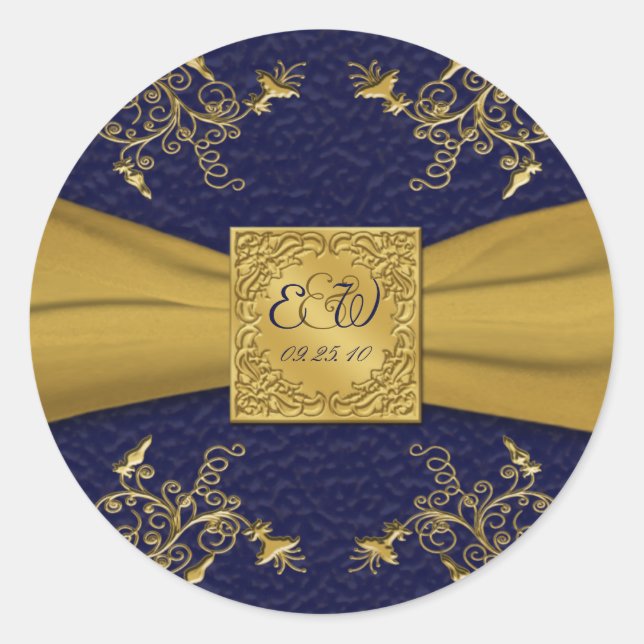 Majestic Navy and Gold 1.5" Diameter Round Sticker (Front)