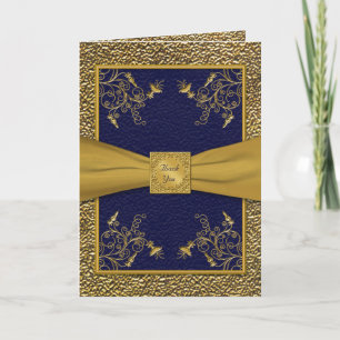 Majestic Navy and Gold Thank You Card