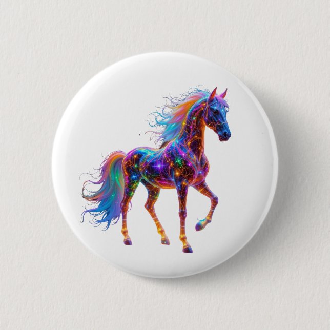 Majestic Neon Horse 6 Cm Round Badge (Front)