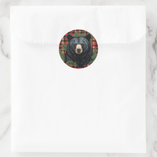 Majestic Northern Black Bear Classic Round Sticker