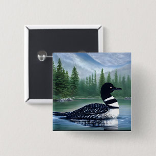 Majestic Northern Wilderness Loon  15 Cm Square Badge
