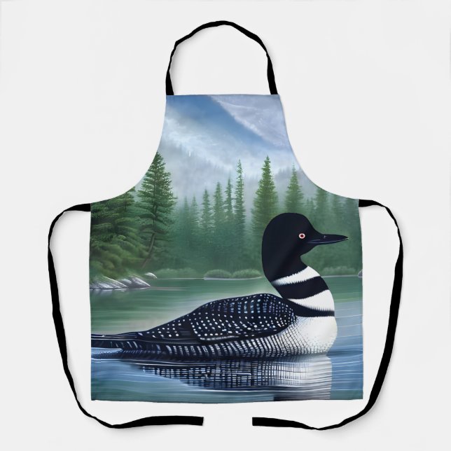 Majestic Northern Wilderness Loon  Apron (Front)