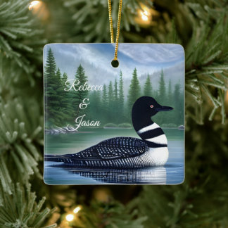 Majestic Northern Wilderness Loon  Ceramic Ornament