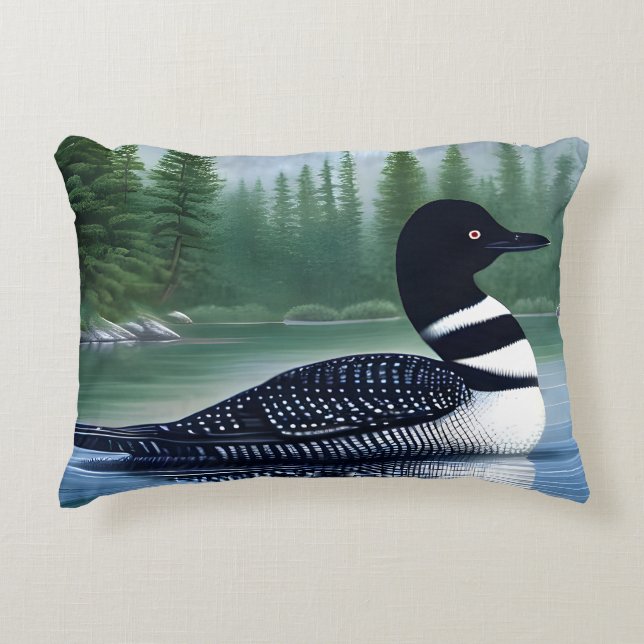 Majestic Northern Wilderness Loon  Decorative Cushion (Front)