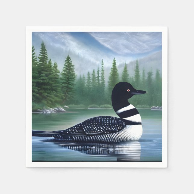 Majestic Northern Wilderness Loon  Napkin (Front)
