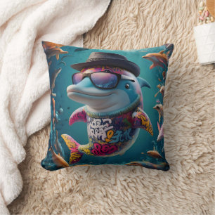 Majestic Ocean Bliss: Dolphin Pillow