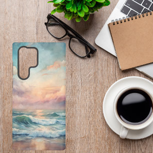 Majestic Ocean Sunset Waves Watercolor Coastal Samsung Galaxy Case