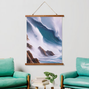 Majestic Ocean Waves Painting Hanging Tapestry