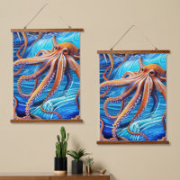 Majestic Octopus Blue Ocean Wave Expressionism