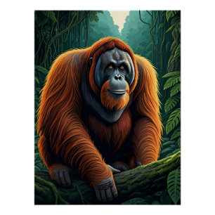 Majestic Orangutan in the Jungle Poster