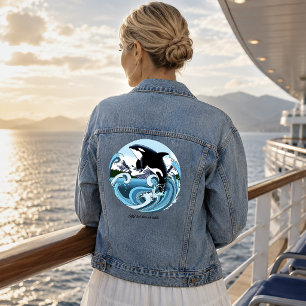 Majestic Orca Killer Whale Blue Waves Ocean Denim Jacket