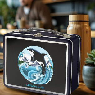 Majestic Orca Killer Whale Blue Waves Ocean Metal Lunch Box