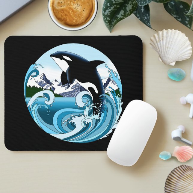 Majestic Orca Killer Whale Blue Waves Ocean Mouse Pad (Creator Uploaded)