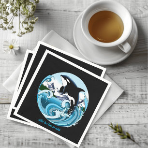 Majestic Orca Killer Whale Blue Waves Ocean Napkin