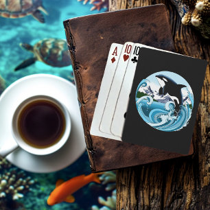 Majestic Orca Killer Whale Blue Waves Ocean Playing Cards