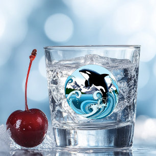 Majestic Orca Killer Whale Blue Waves Ocean Shot Glass