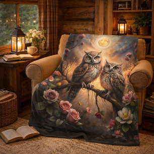 Majestic Owl Design Fleece Blanket