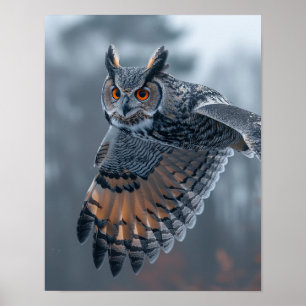 Majestic Owl Flying in the Sky Poster