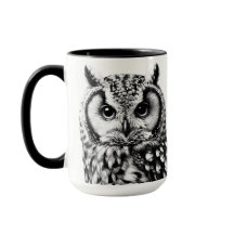 Majestic Owl Mug With Two Owls