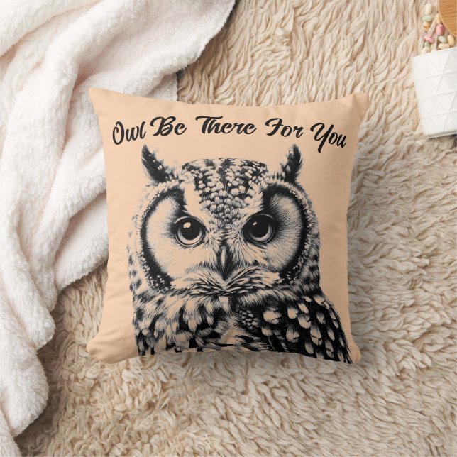 Majestic Owl Throw Pillow 16x16" Custom Text (Blanket)