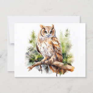 Majestic Owl Watercolor Illustration Postcard