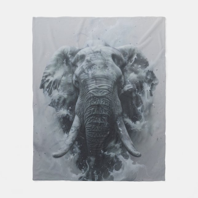 Majestic Painted Elephant Splashdown Fleece Blanket (Front)