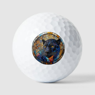 Majestic Panther Stained Glass Artwork Golf Balls
