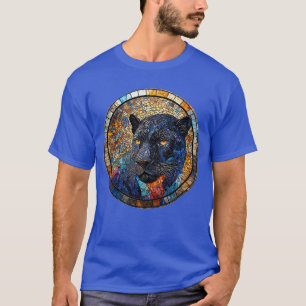 Majestic Panther Stained Glass Artwork T-Shirt