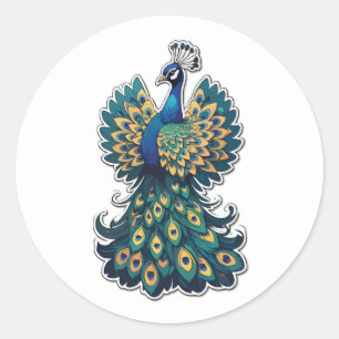 Majestic Peacock Design - A Symbol of Beauty Classic Round Sticker