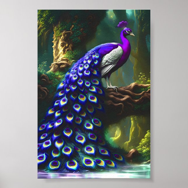 Majestic Peacock Digital Art Printable Poster (Front)