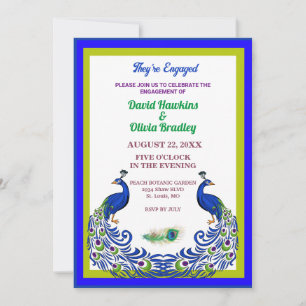 Majestic Peacock Engagement Invitation Card