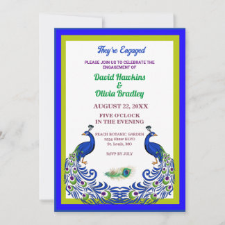 Majestic Peacock Engagement Invitation Card