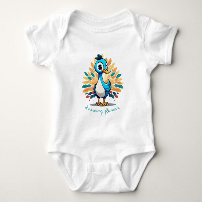 Majestic Peacock with Colourful Tail Baby Bodysuit (Front)
