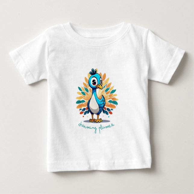 Majestic Peacock with Colourful Tail Baby T-Shirt (Front)