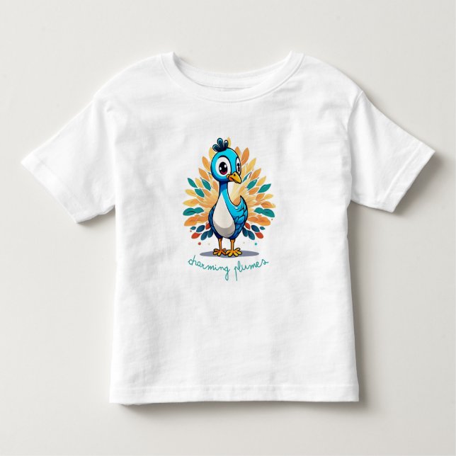 Majestic Peacock with Colourful Tail Toddler T-Shirt (Front)