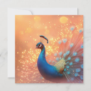 Majestic Peacock with Vibrant Plumage Holiday Card