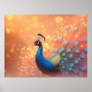 Majestic Peacock with Vibrant Plumage  Poster
