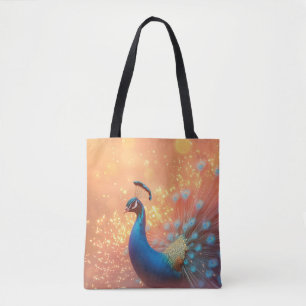 Majestic Peacock with Vibrant Plumage Tote Bag
