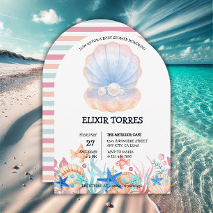 Majestic Pearl Under the Sea Baby Shower Invitation