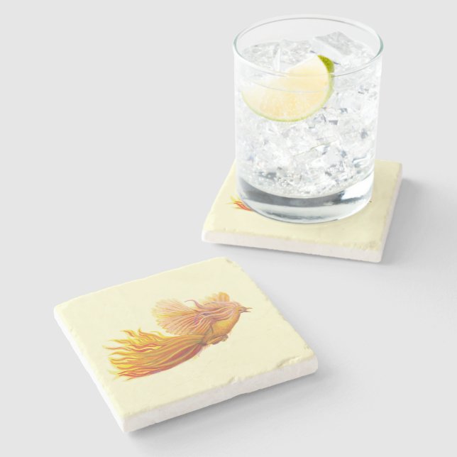 Majestic Phoenix Bird  Stone Coaster (Side)
