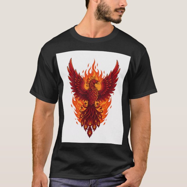 Majestic Phoenix Flame Design | Bold Vector Art T-Shirt (Front)