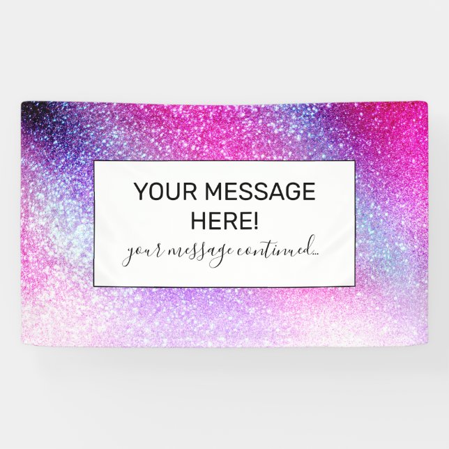 Majestic Pink Purple Nebula Galaxy Glitter Banner (Horizontal)