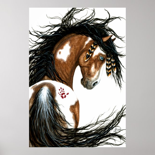Majestic Pinto Horse War Paint by Bihrle Poster (Front)