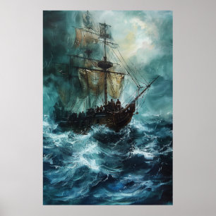 Majestic Pirate Ship on the High Seas Art Poster