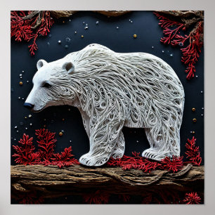 🐻❄️ Majestic Polar Bear Art Sculpture Glow ✨ Poster