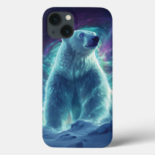 Majestic Polar Bear Design with Northern Lights iPhone 13 Case