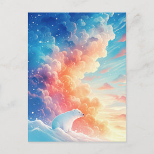 Majestic Polar Bear in Vibrant Sunset Clouds Postcard