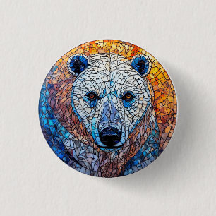 Majestic Polar Bear Stained Glass Artwork 3 Cm Round Badge